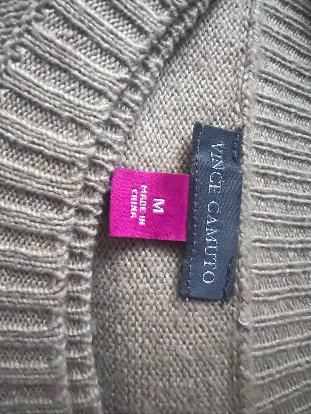Vince Camuto Beige Crewneck Knit Sweater Dress